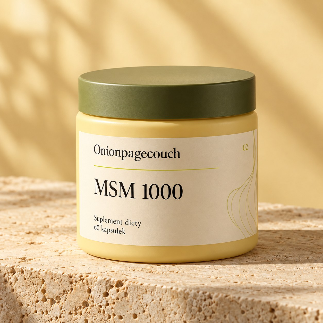 Onionpagecouch MSM 1000 — zamknięty słoik, 60 kapsułek